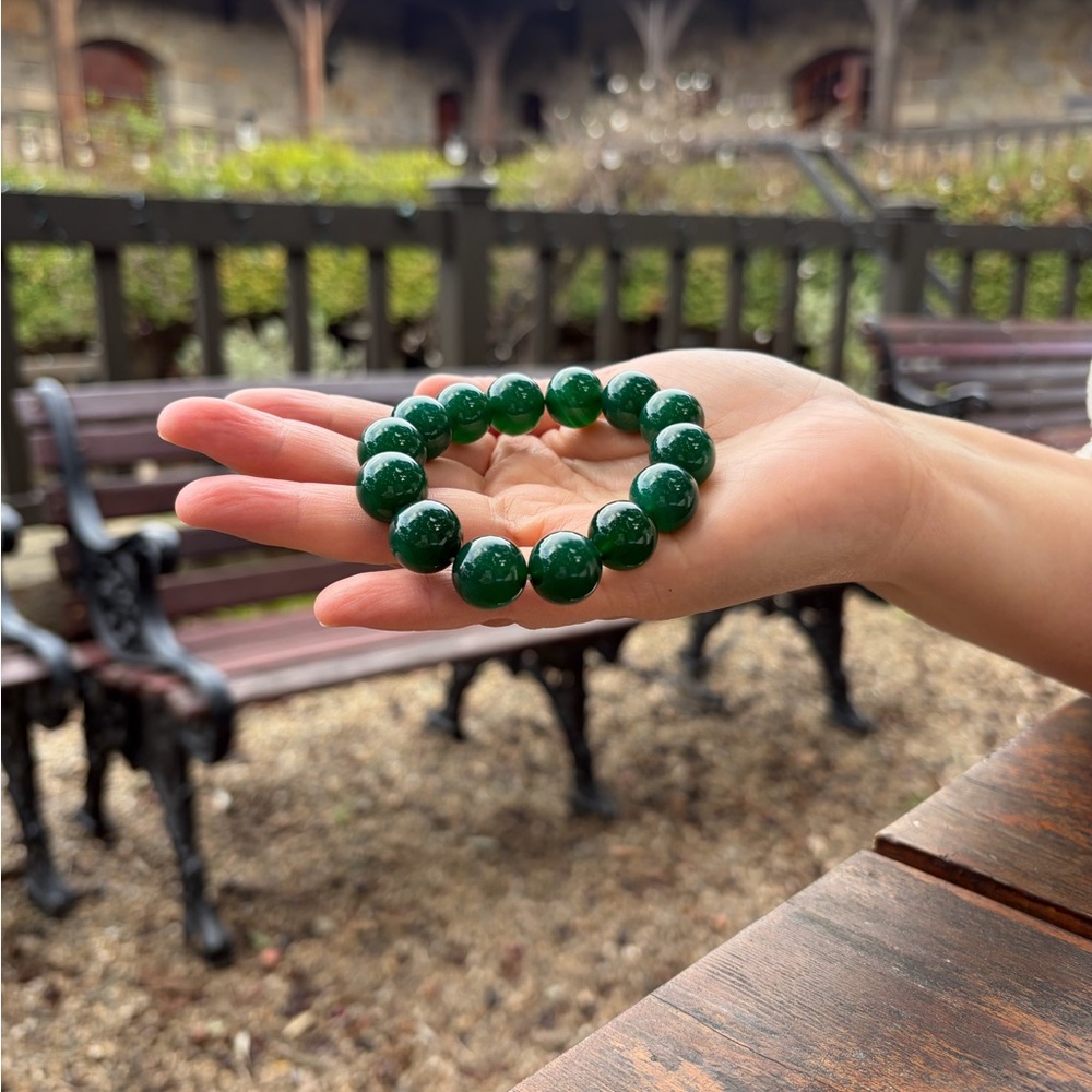 Deep Green Natural Stone Bracelet